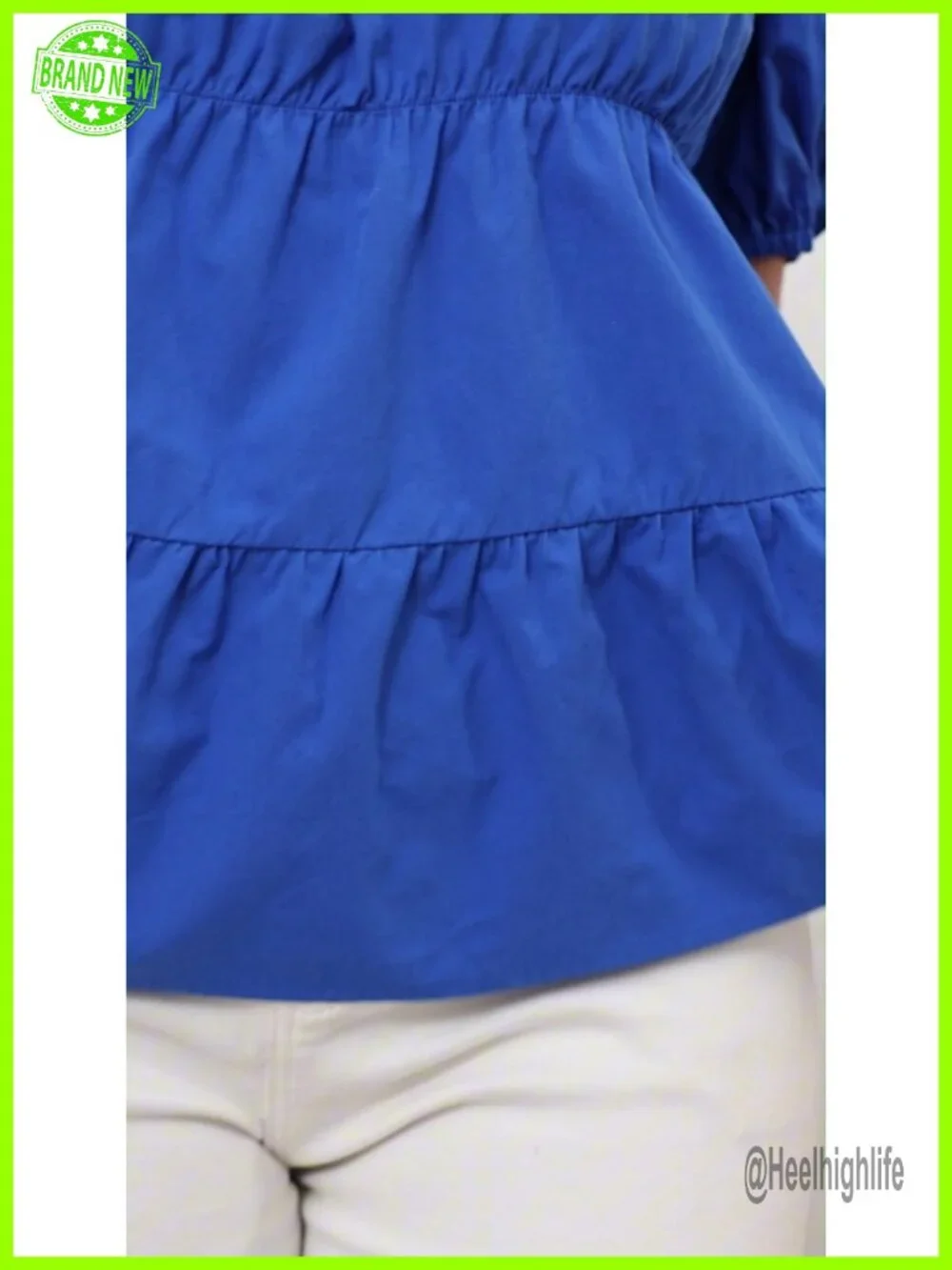 Womens Plus Size 100% Cotton Puff Sleeve Peplum Babydoll Top